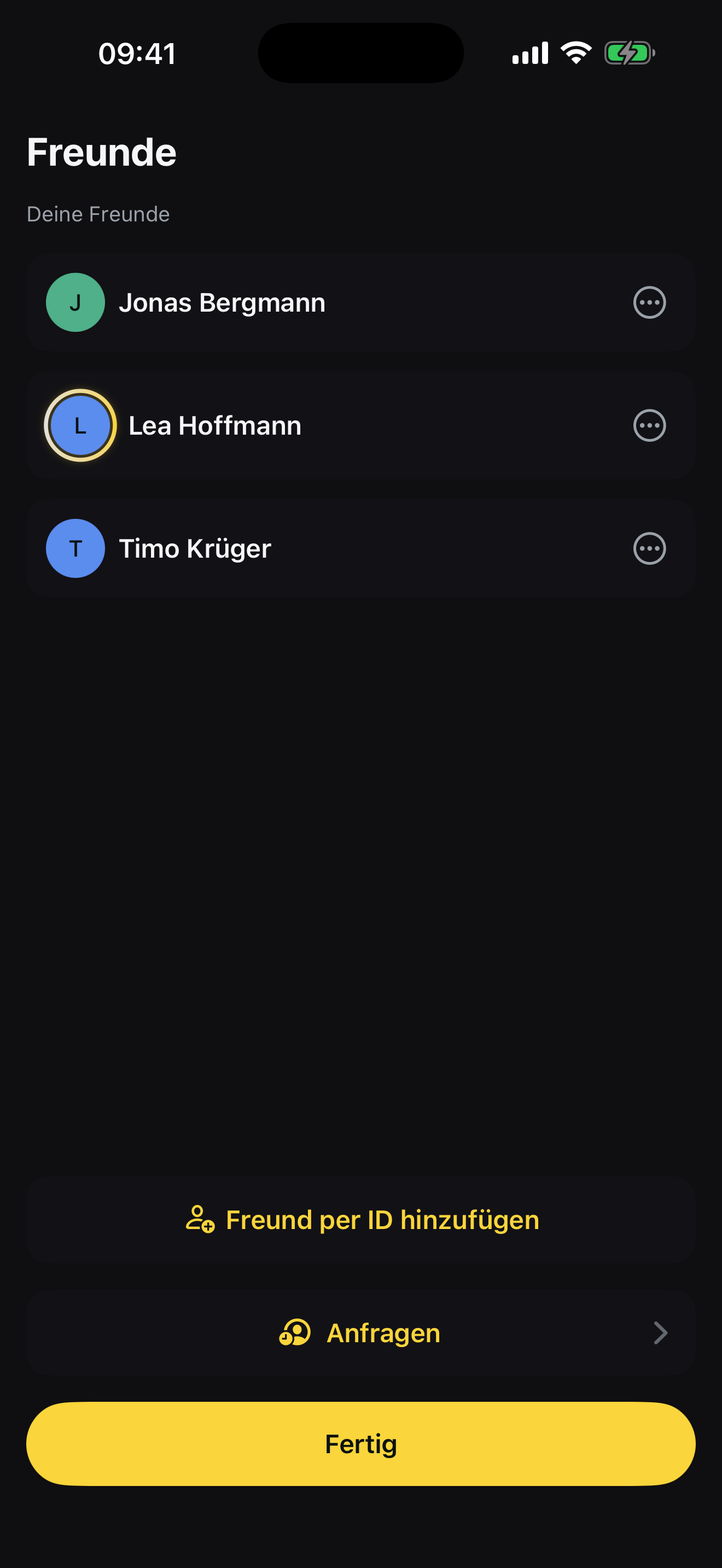Freunde-Ansicht mit geteilten Bewertungen